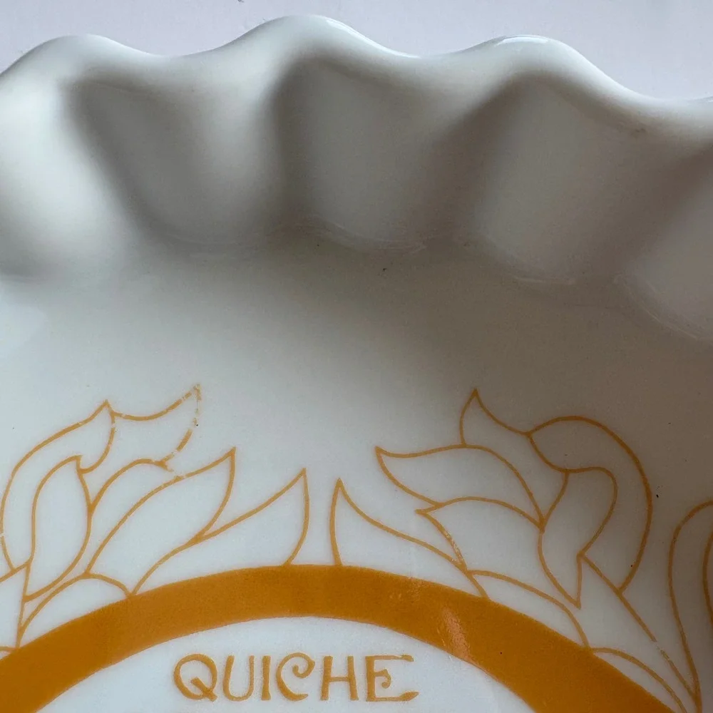 Vintage Shafford Quiche Lorraine Recipe Dish Oven to Table Porcelain Fluted 9.5